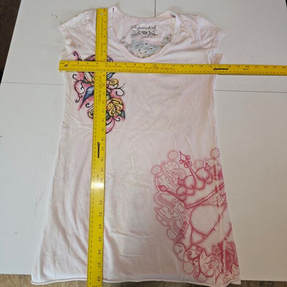 Y2k Bejeweled by Susan Fixel Light Pink Tattoo graphic T-shirt Size M 3505 - Picture 5 of 6